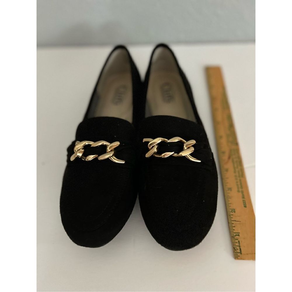 Shoes flats NWBOX BLACK Size 8.5 Cute chain decor Cliffs brand